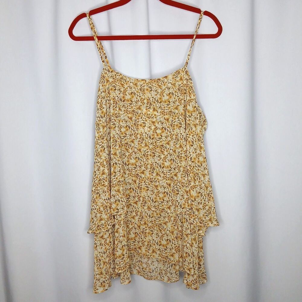 Logo by Lori Goldstein Floral Top Swing Tank Layers Spaghetti Strap NWT Womens L